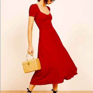 NWT REFORMATION KIERA DRESS IN CHERRY
